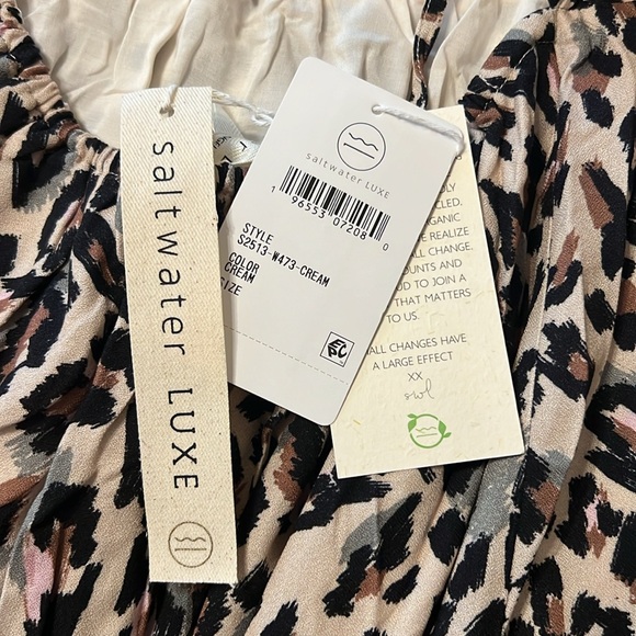 Saltwater LUXE Open Back Mini Dress in Cream Leopard Print, Size Small - Picture 16 of 17